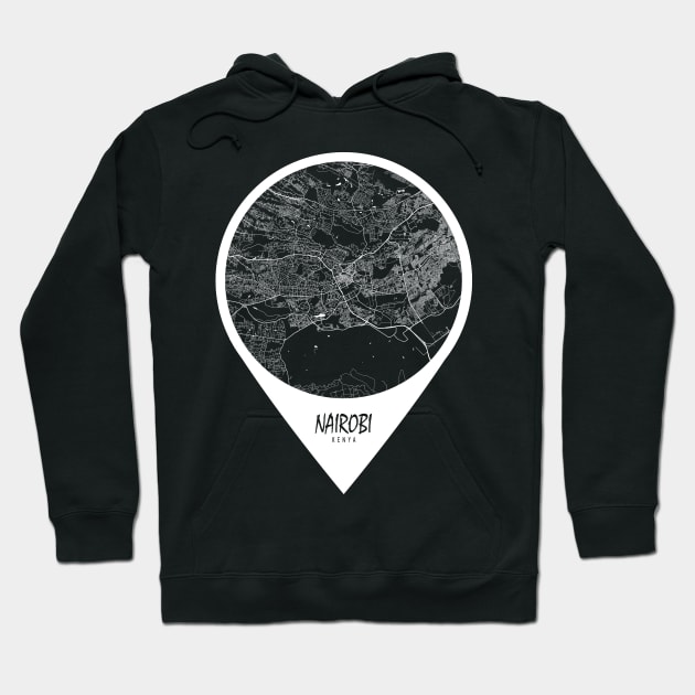 Nairobi, Kenya City Map - Travel Pin Hoodie by deMAP Studio